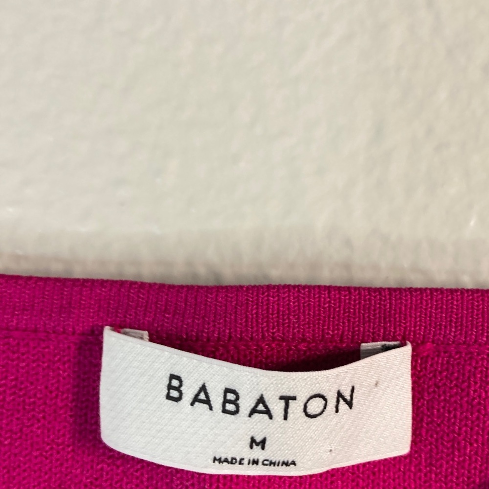 Babaton Sculpt Knit Bustier Tank Fuchsia Square neck Crop Top Aritzia sz M - Picture 3 of 5